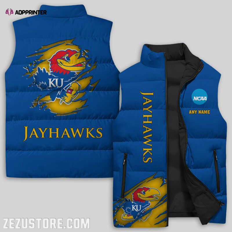 Kansas Jayhawks NCAA Sleeveless Puffer Jacket Custom For Fans Gifts