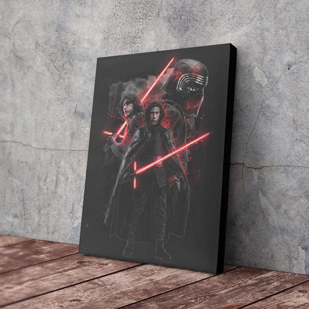 Kylo Ren Poster Star Wars Art Canvas Wall Art Print Home Decor Framed Poster Gift for Kids