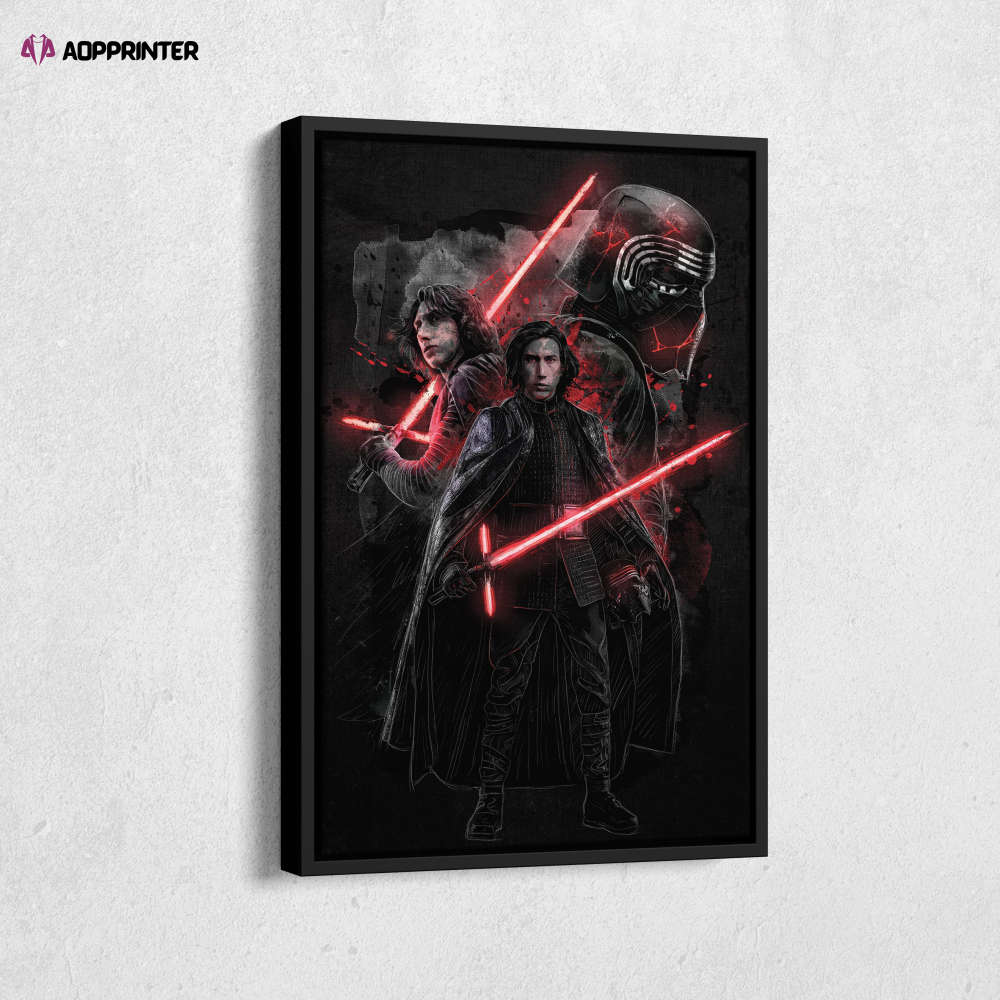 Kylo Ren Poster Star Wars Art Canvas Wall Art Print Home Decor Framed Poster Gift for Kids