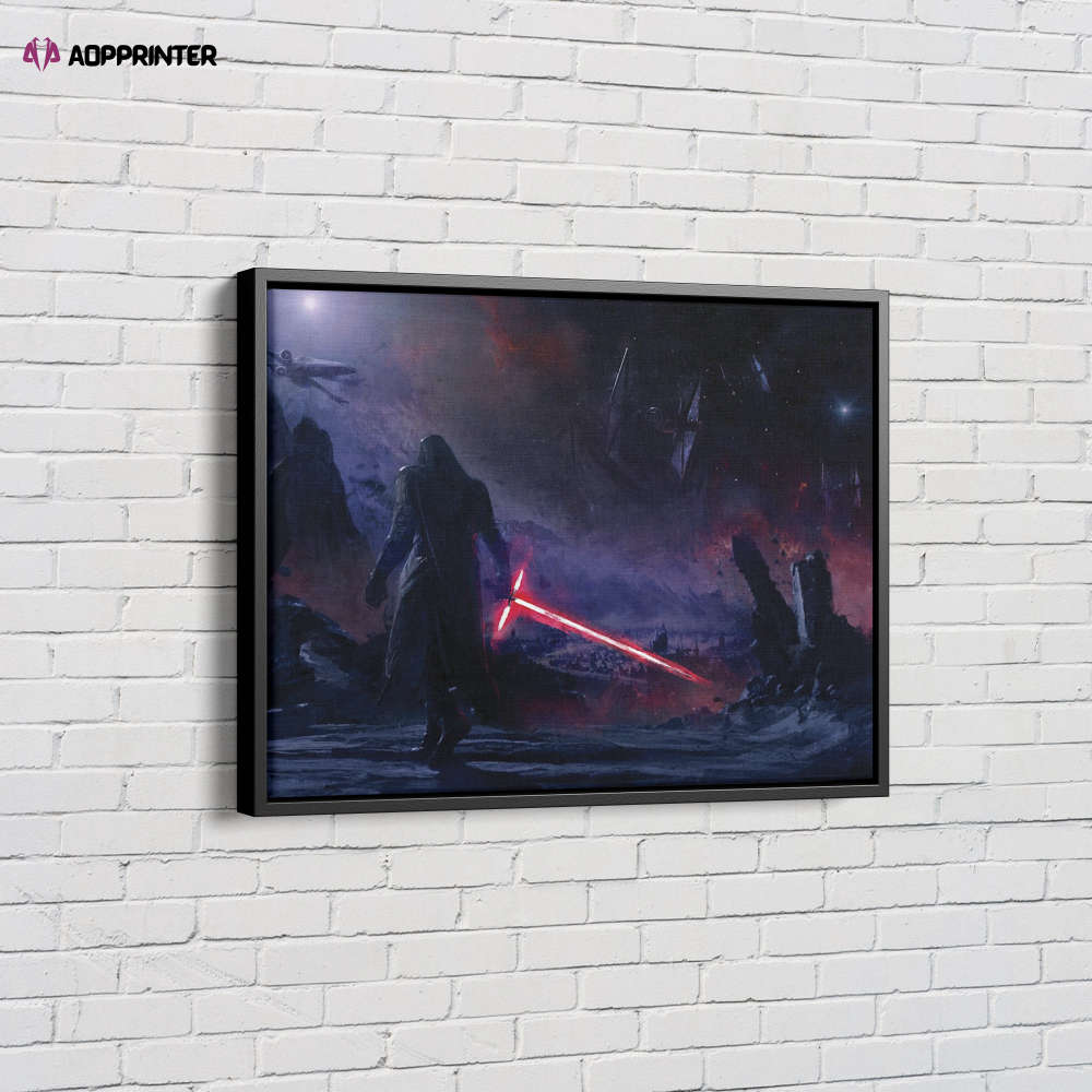 Kylo Ren Star Wars with Sword Canvas Unique Design Wall Art Print Hand Made Ready to Hang Custom Design