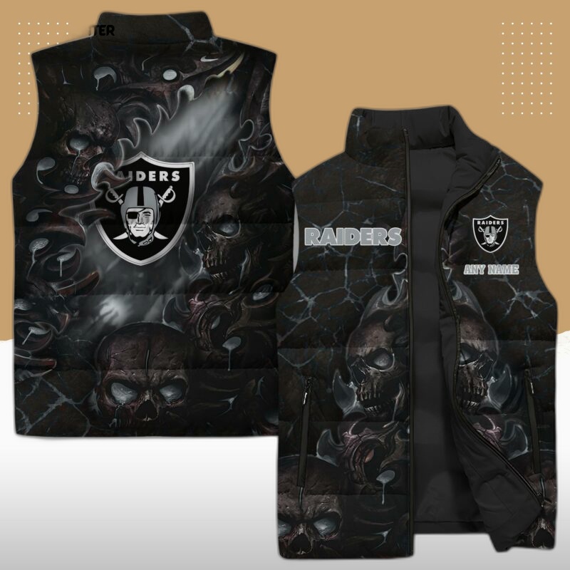 Las Vegas Raiders NFL Sleeveless Puffer Jacket Custom For Fans Gifts