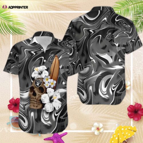 Las Vegas Raid 49ers Skull and Hibiscus Flower NFL Gift For Fan Hawaii Shirt