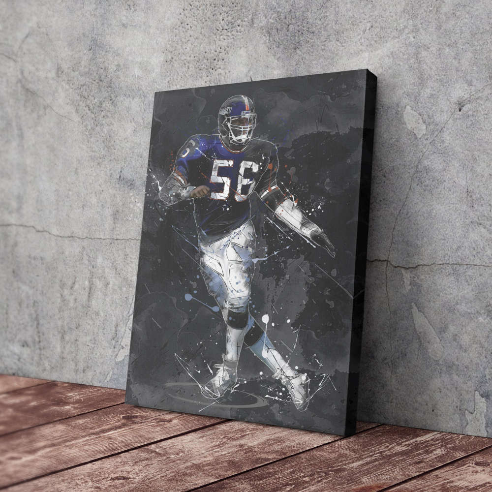 Lawrence Taylor Art New York Giants NFL Canvas Wall Art Home Decor Framed Poster Man Cave Gift