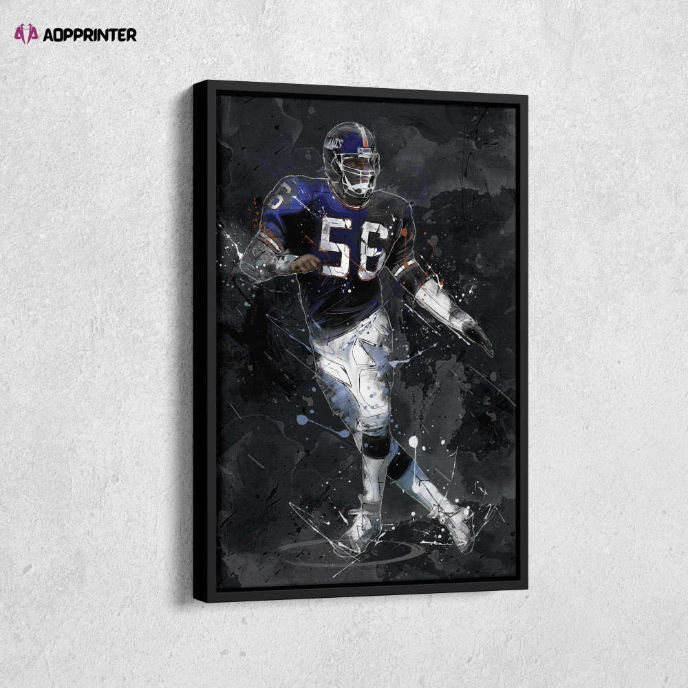 Lawrence Taylor Art New York Giants NFL Canvas Wall Art Home Decor Framed Poster Man Cave Gift