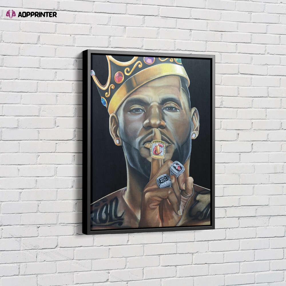 Lebron James Basketball Champion Rings Art Effect Canvas Unique Design Wall Art Print Hand Made Ready to Hang Custom Design