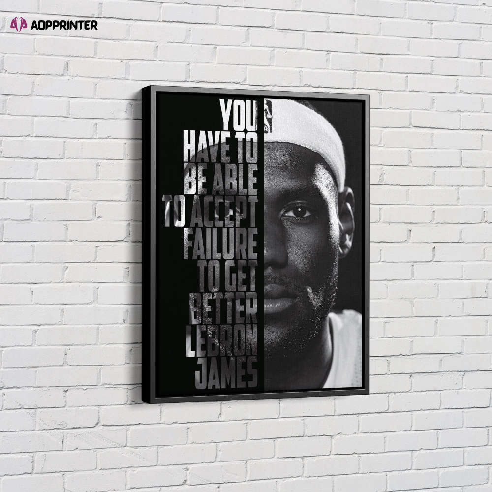 LeBron James Basketball Face Quote  Canvas Unique Design Wall Art Print Hand Made Ready to Hang Custom Design