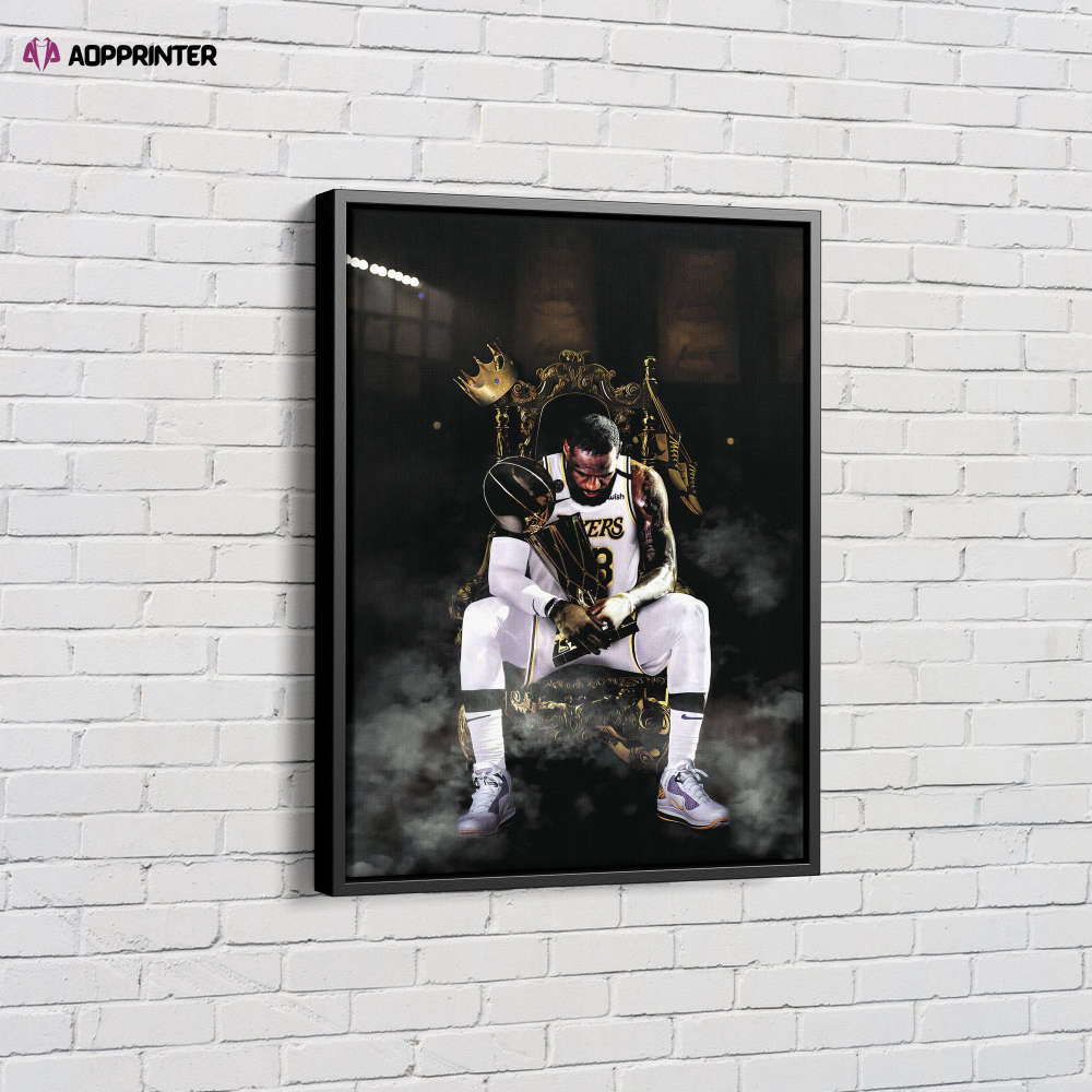 Lebron James King MVP Poster Los Angeles Lakers Canvas Unique Design Wall Art Print Hand Made Ready to Hang Custom Design