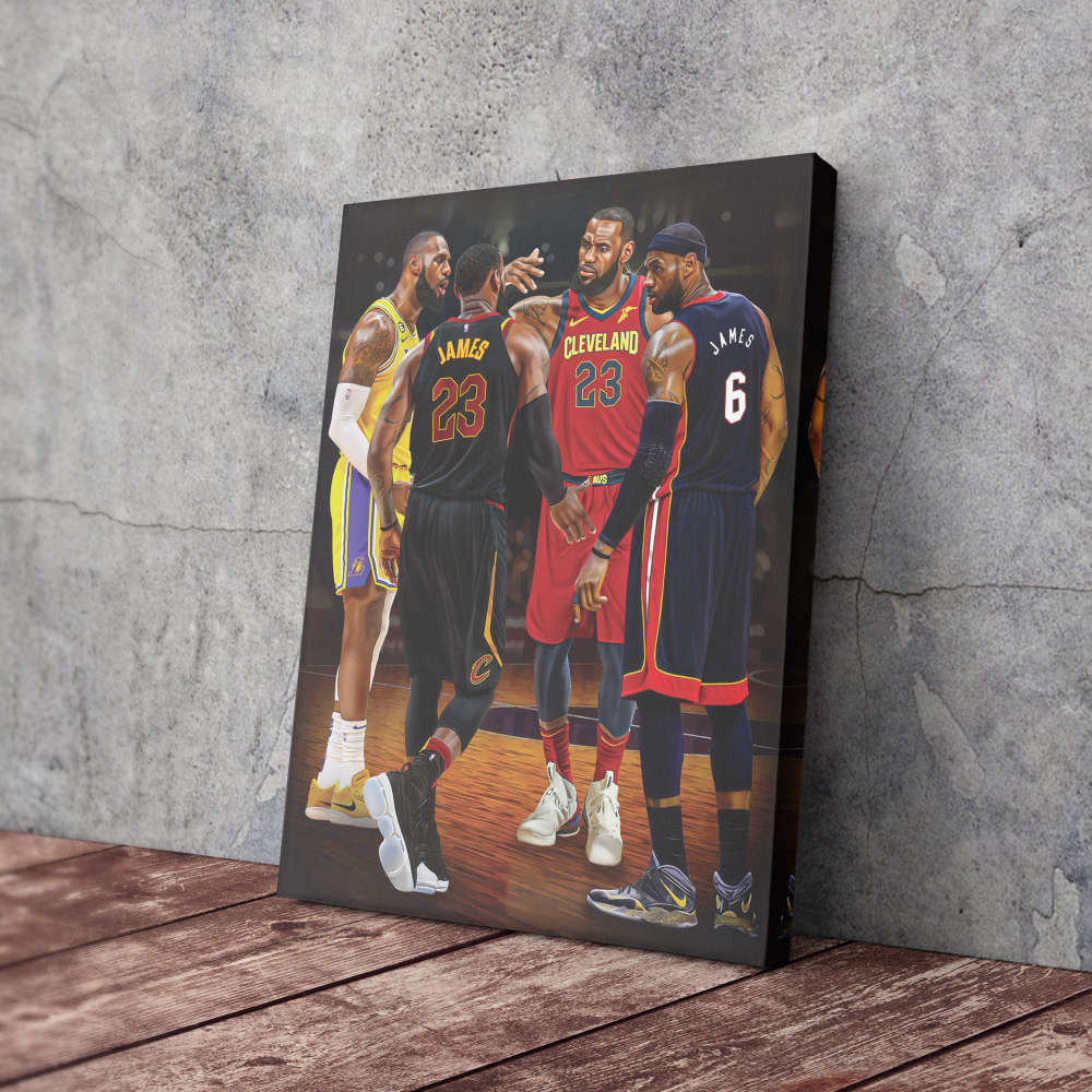 LeBron James Poster Heat Cavaliers Lakers Canvas Unique Design Wall Art Print Hand Made Ready to Hang Custom Design