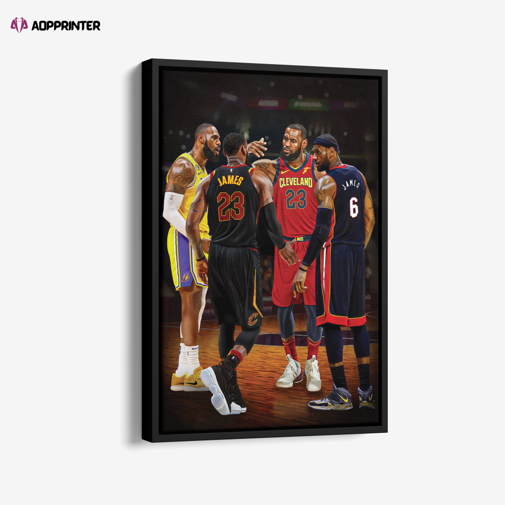 LeBron James Poster Heat Cavaliers Lakers Canvas Unique Design Wall Art Print Hand Made Ready to Hang Custom Design