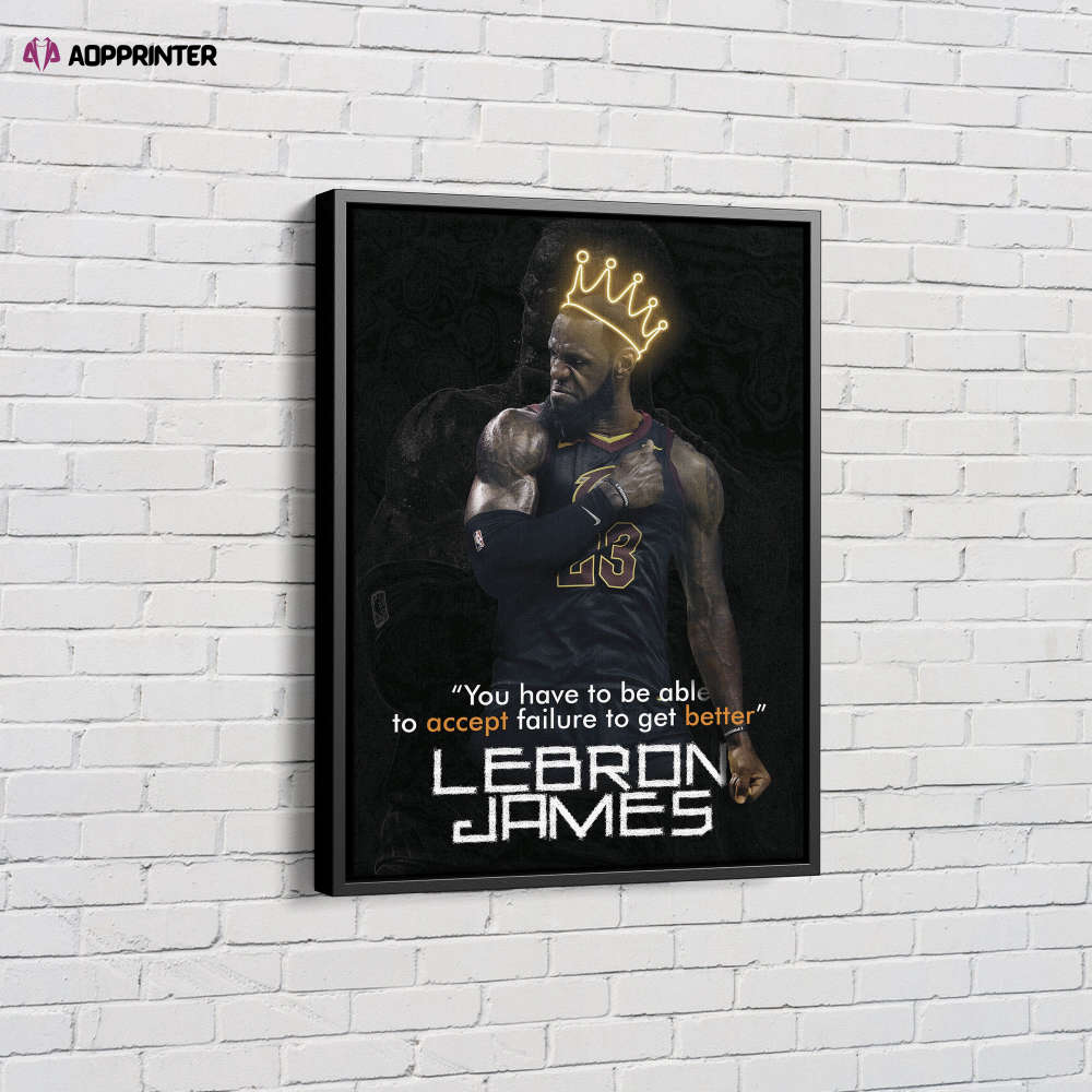 Lebron James Poster King Quote Cleveland Cavaliers Canvas Unique Design Wall Art Print Hand Made Ready to Hang Custom Design