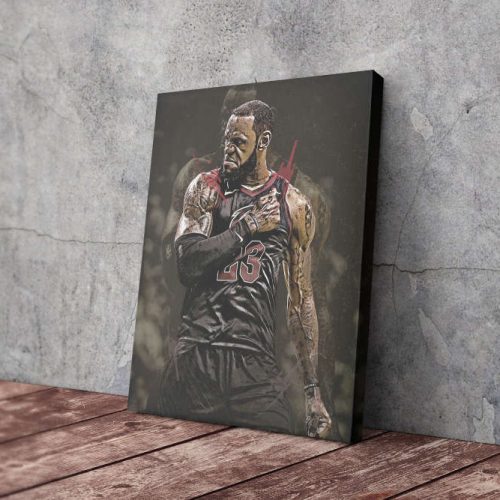 Lebron James Poster Painting Cleveland Cavaliers Canvas Unique Design Wall Art Print Hand Made Ready to Hang Custom Design