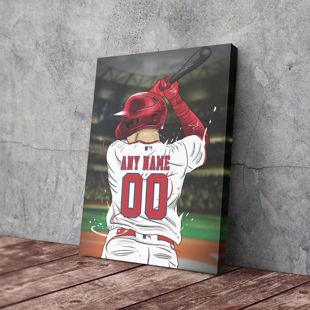 Los Angeles Angels Jersey MLB Personalized Jersey Custom Name and Number Canvas Wall Art  Print Home Decor Framed Poster Man Cave Gift