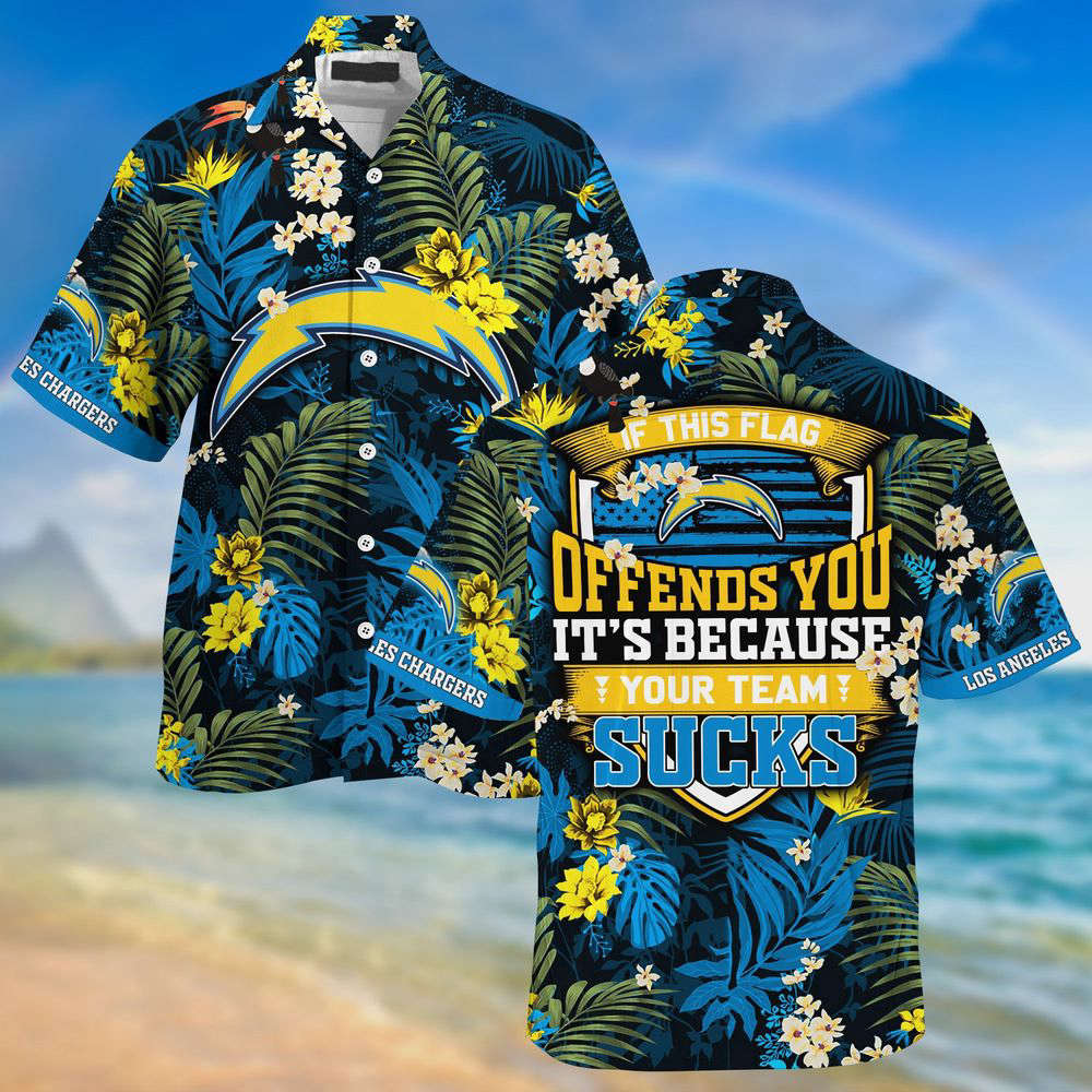 Los Angeles Chargers NFL Summer Hawaiian Shirt    With Tropical Patterns