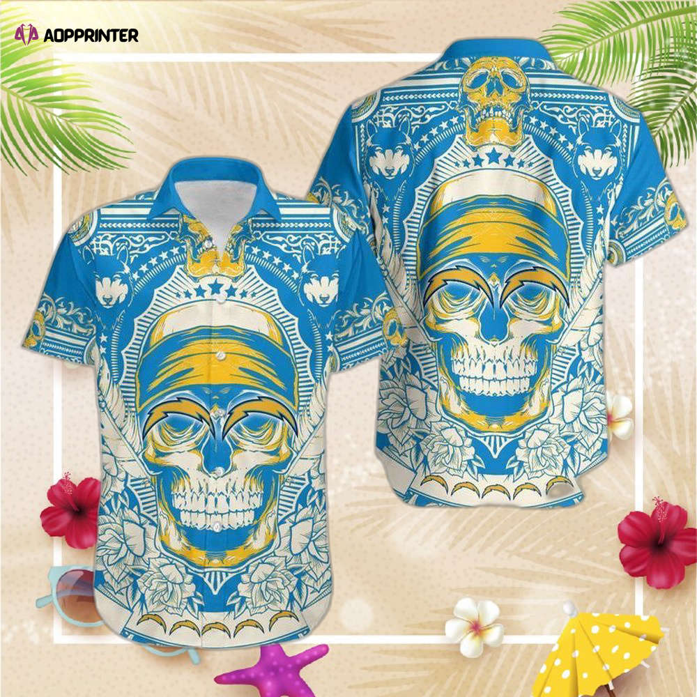 Los Angeles Chargers Skull NFL Gift For Fan Hawaii Shirt and Shorts