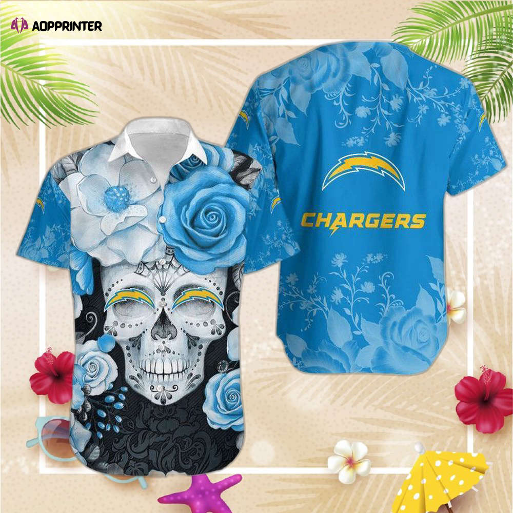 Los Angeles Chargers Skull NFL Gift For Fan Hawaiian