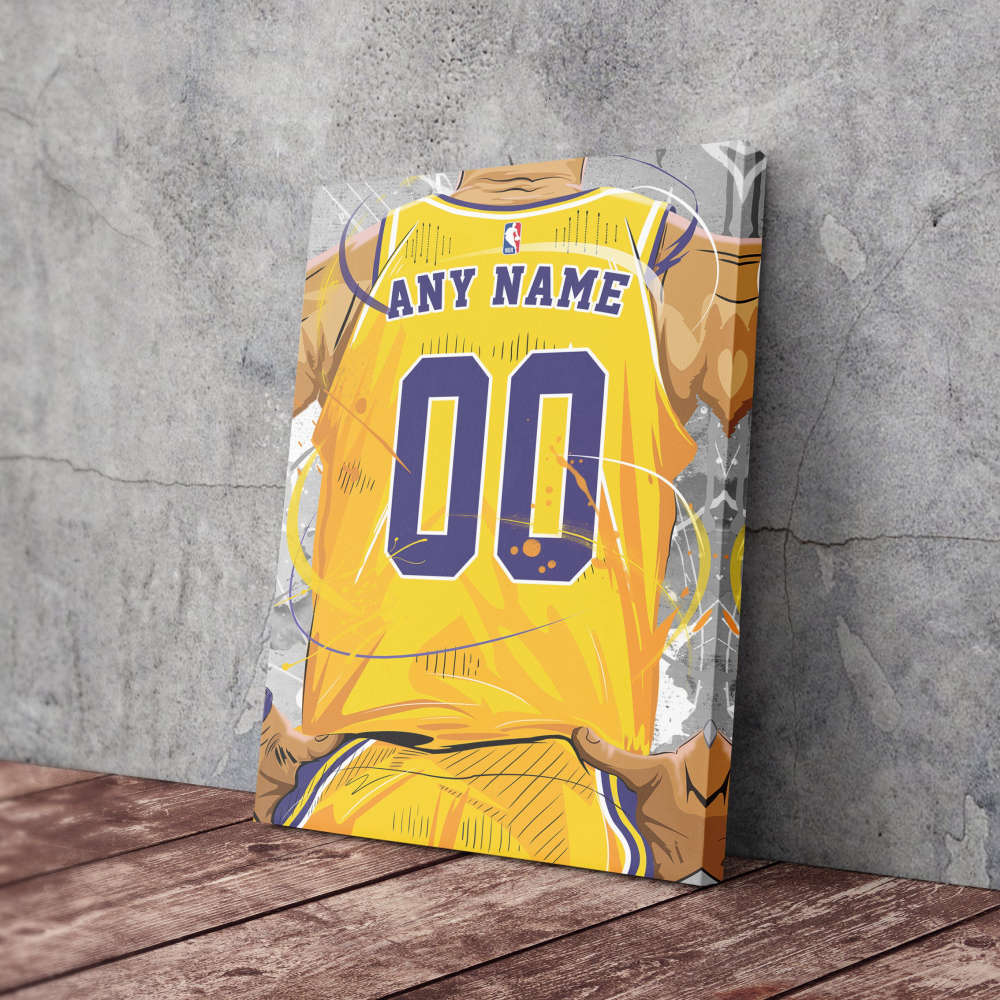 Los Angeles Lakers Jersey NBA Personalized Jersey Custom Name and Number Canvas Wall Art  Print Home Decor Framed Poster Man Cave Gift