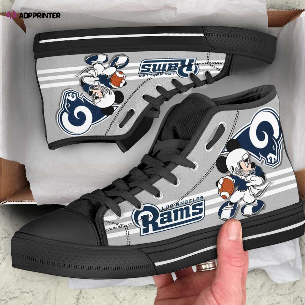 Los Angeles Rams High Top Shoes Custom Mickey For Fans