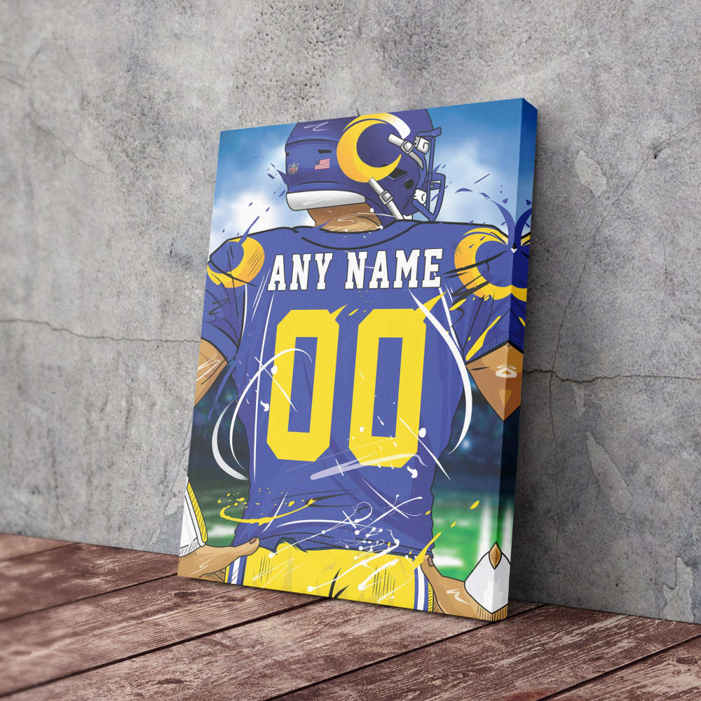 Los Angeles Rams Jersey NFL Personalized Jersey Custom Name and Number Canvas Wall Art  Print Home Decor Framed Poster Man Cave Gift