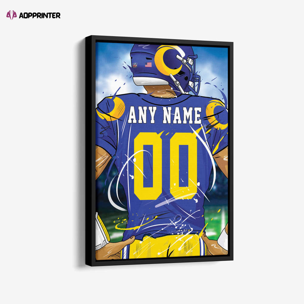 Los Angeles Rams Jersey NFL Personalized Jersey Custom Name and Number Canvas Wall Art  Print Home Decor Framed Poster Man Cave Gift