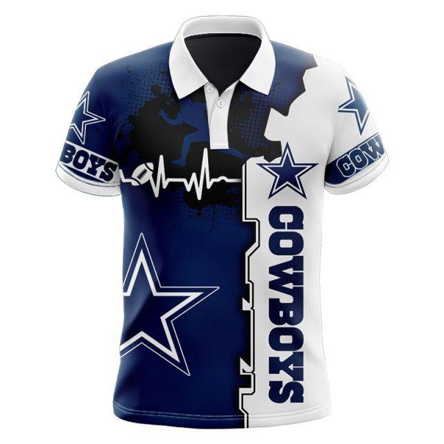 Love Dallas Cowboys Heating Curve 3D Polo Shirt