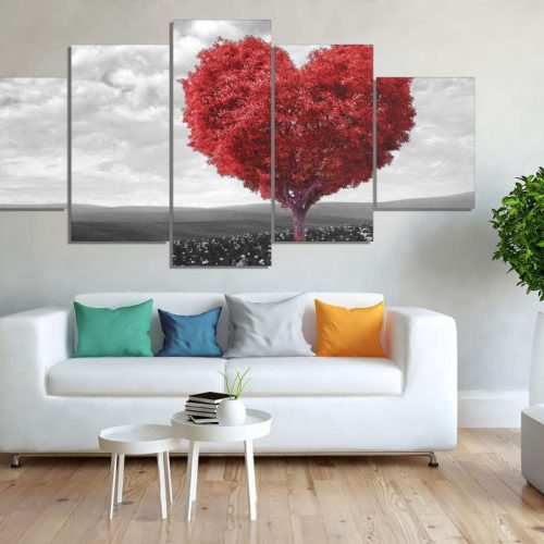 Love Tree Heart  Red Tree Premium Design Canvas Unique Design Wall Art Print Hand Made Ready to Hang Custom Design