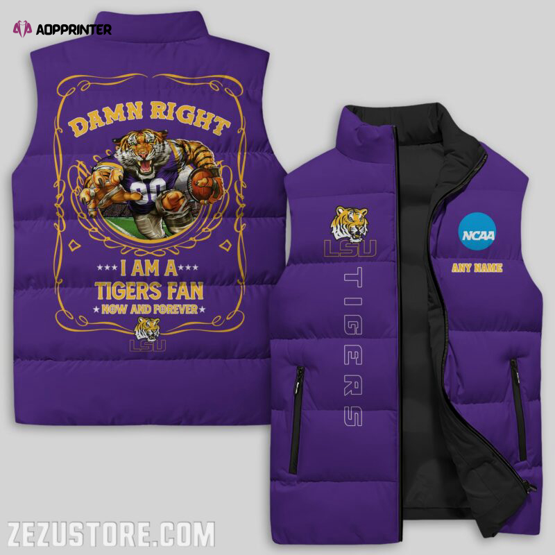 LSU Tigers NCAA Sleeveless Puffer Jacket Custom For Fans Gifts