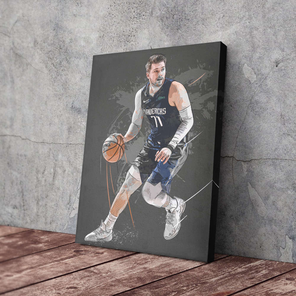 Luka Doncic Art Dallas Mavericks NBA Wall Art Home Decor Hand Made Poster Canvas Print