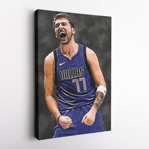 Luka Doncic Basketball Effect Mavericks Blue Jersey Canvas Unique Design Wall Art Print Hand Made Ready to Hang Custom Design