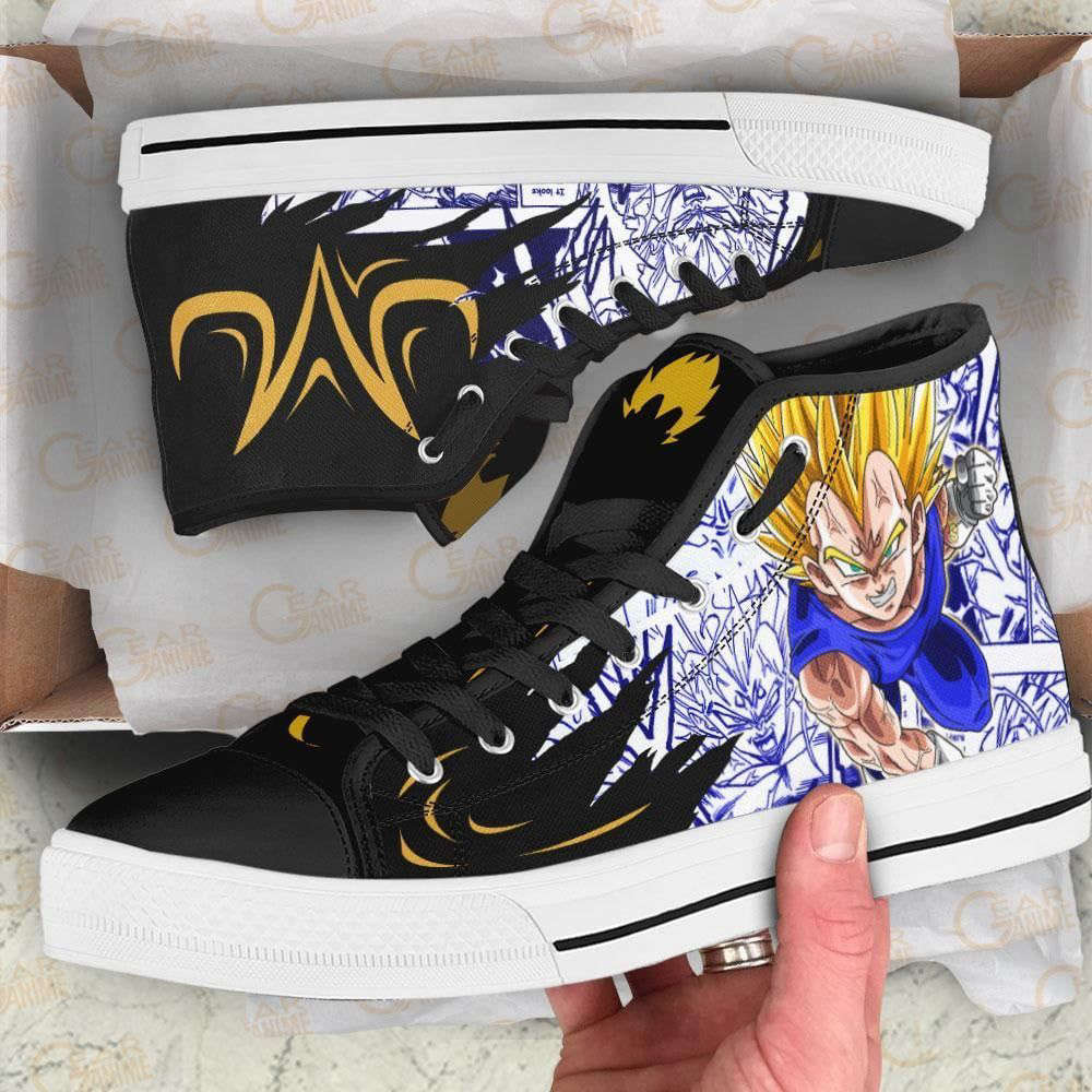 Majin Vegeta Emblem High Top Canvas Shoes Custom Dragon Ball Anime For Fans