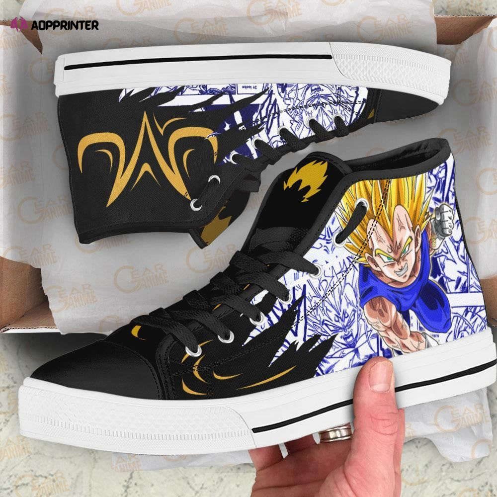 Majin Vegeta Emblem High Top Canvas Shoes Custom Dragon Ball Anime For Fans