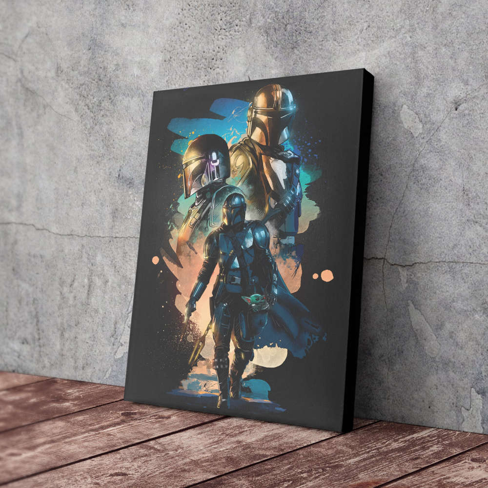 Mandalorian Poster Star Wars Art Canvas Wall Art Print Home Decor Framed Poster Gift for Kids