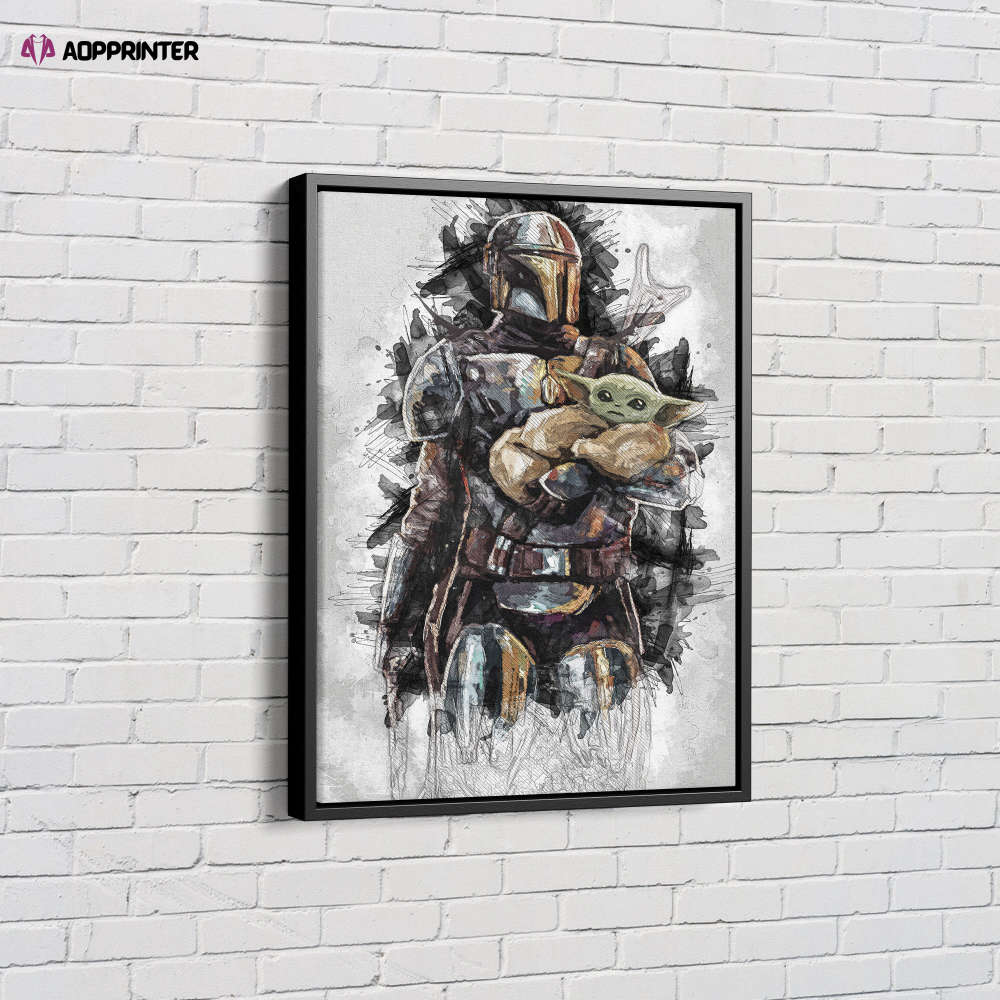 Luke Skywalker Cameo Poster The Mandalorian Movie Canvas Unique Design Wall Art Print Hand Made Ready to Hang Custom Design