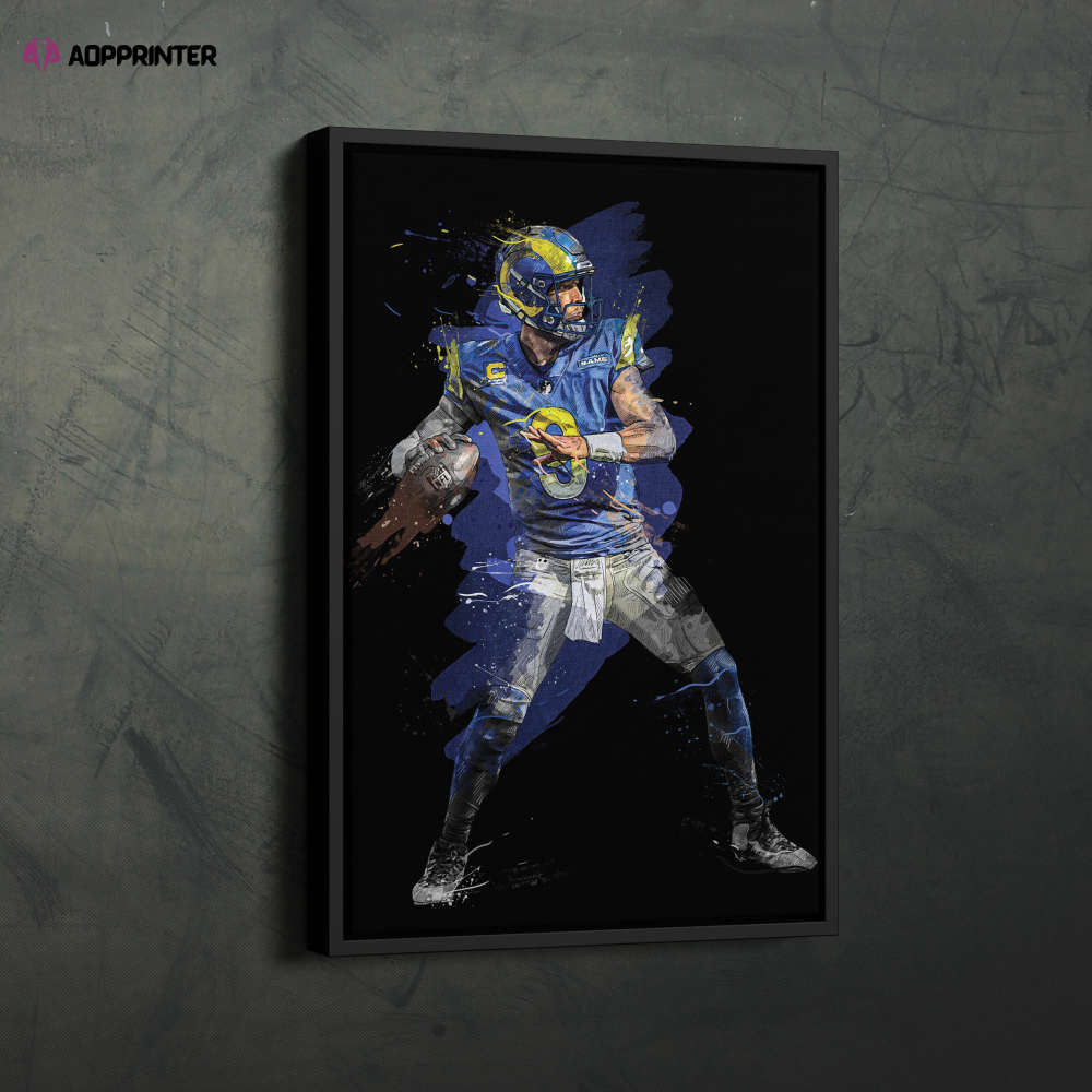 Matthew Stafford Art Los Angeles Rams NFL Wall Art Home Decor Hand Made Poster Canvas Print