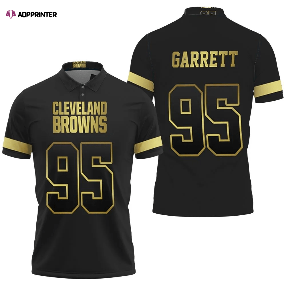 Mens & Womens Cleveland Browns 95 Myles Garrett Black Golden Edition Vapor Untouchable Limited Jersey Inspired Style Polo Shirt