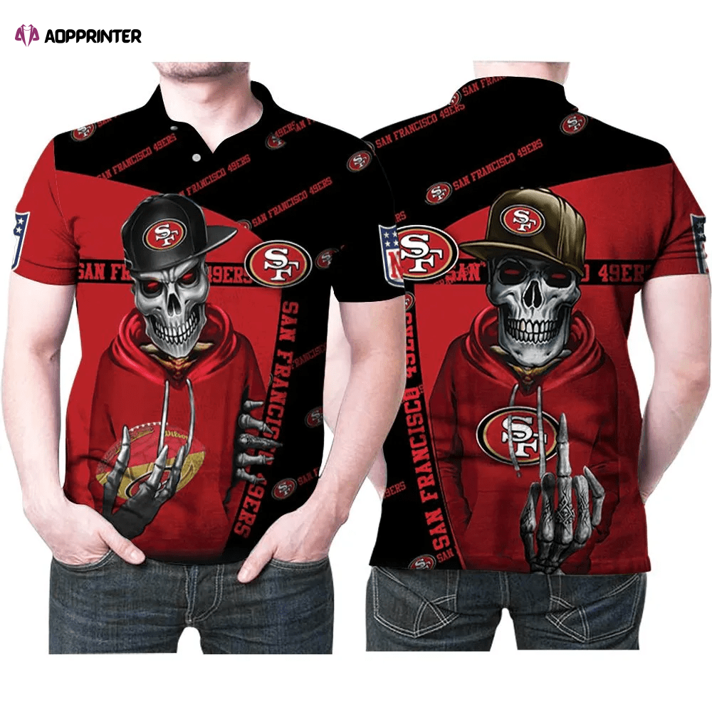 Mens & Womens San Francisco 49ers Hip Hop Skull Snapback Logo 3D All Over Print Polo Shirt