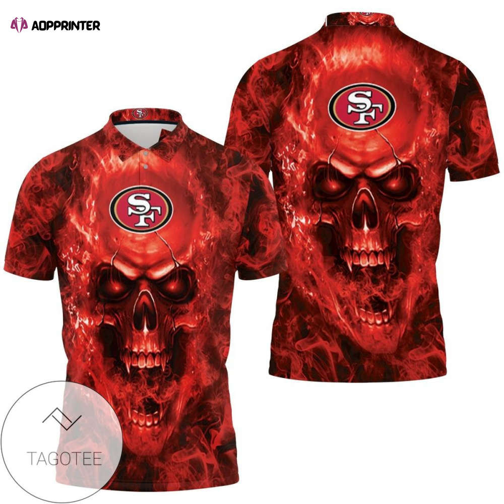 Mens & Womens San Francisco 49ers Nfl Fans Skull All Over Print Polo Shirt