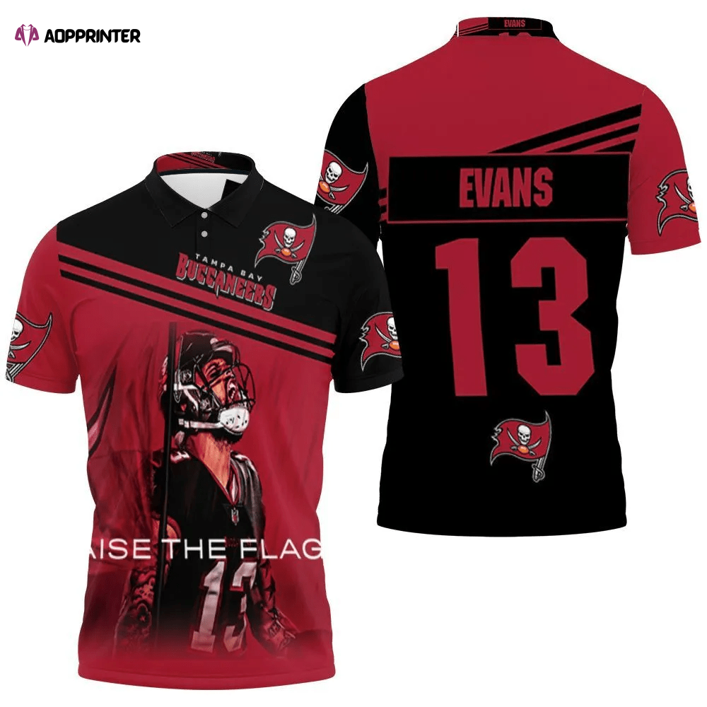 Mens & Womens Tampa Bay Buccaneers Mike Evans Raise The Flag 3D All Over Print Polo Shirt