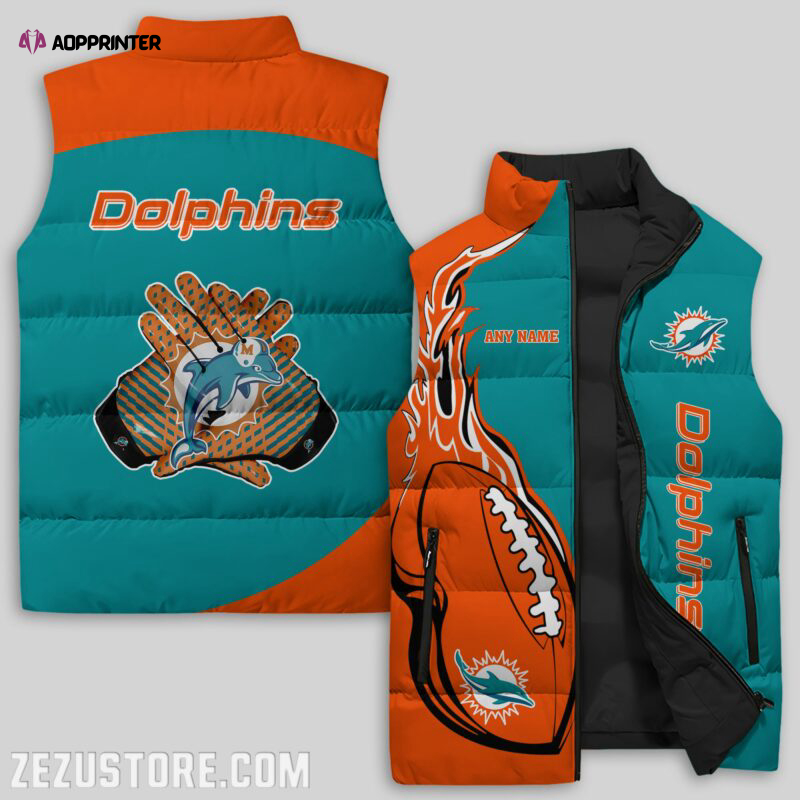 Miami Dolphins NFL Sleeveless Puffer Jacket Custom For Fans Gifts