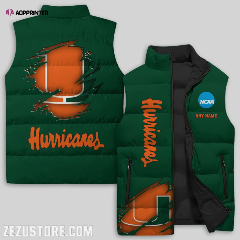 Miami Hurricanes NCAA Sleeveless Puffer Jacket Custom For Fans Gifts