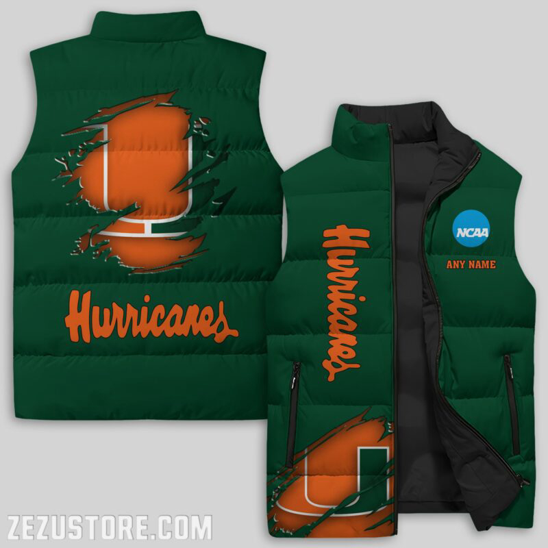 Miami Hurricanes NCAA Sleeveless Puffer Jacket Custom For Fans Gifts