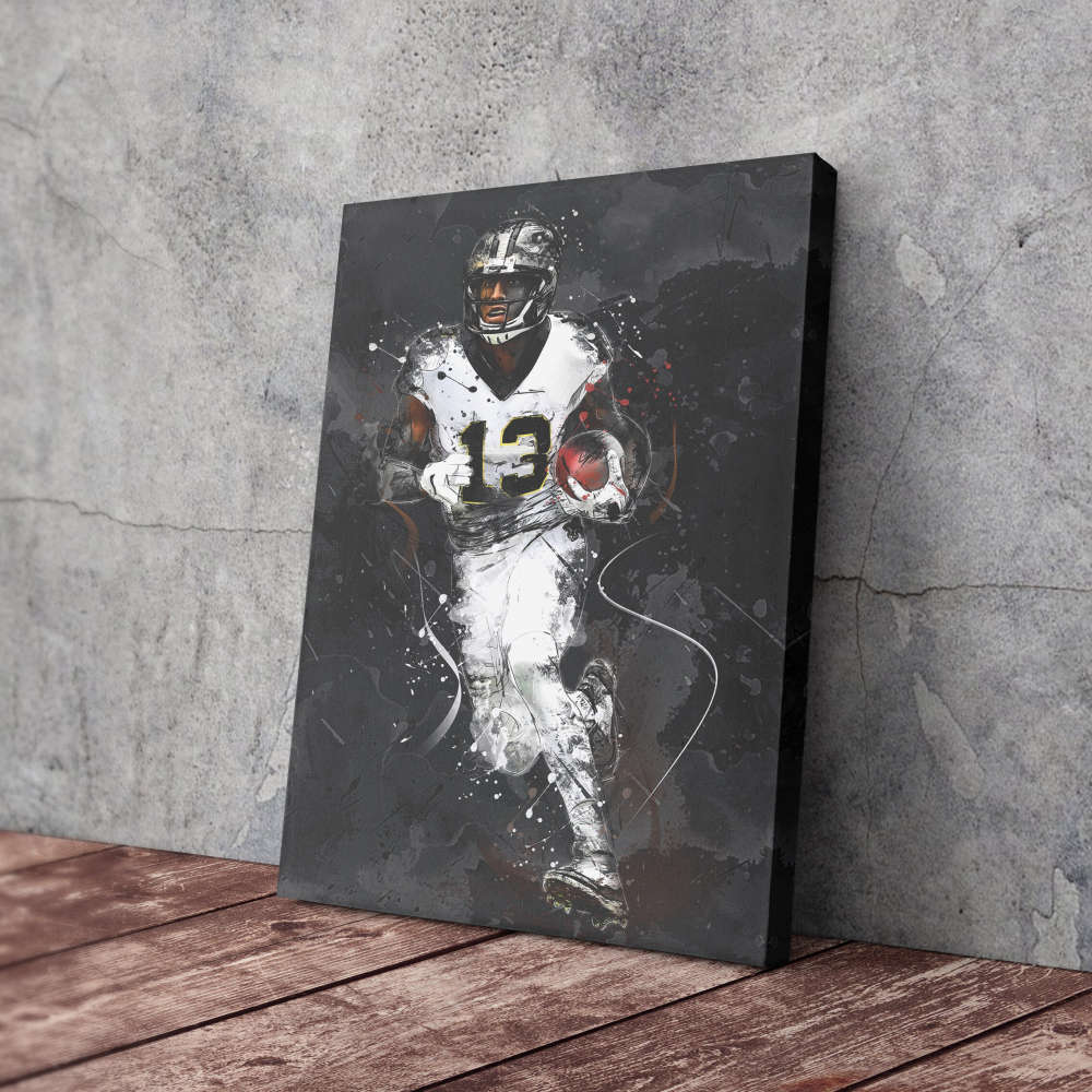 Michael Thomas Art New Orleans Saints NFL Canvas Wall Art Home Decor Framed Poster Man Cave Gift