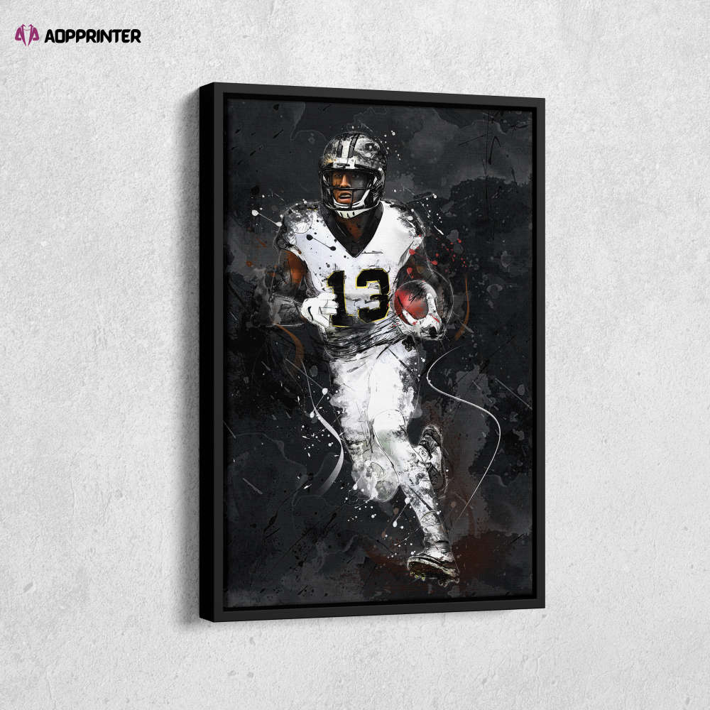 Michael Thomas Art New Orleans Saints NFL Canvas Wall Art Home Decor Framed Poster Man Cave Gift