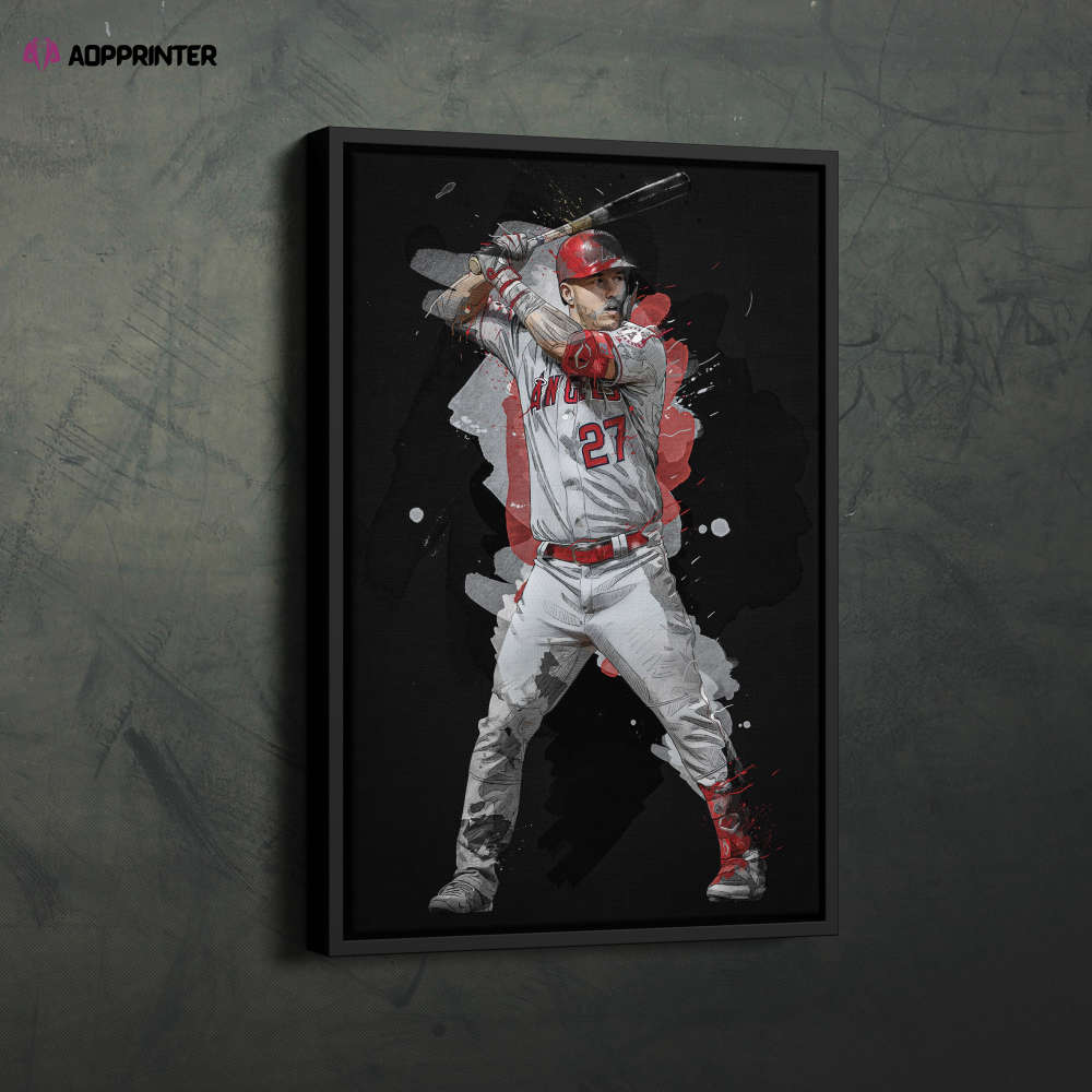 Mike Trout Art Los Angeles Angels MLB Wall Art Home Decor Hand Made Poster Canvas Print