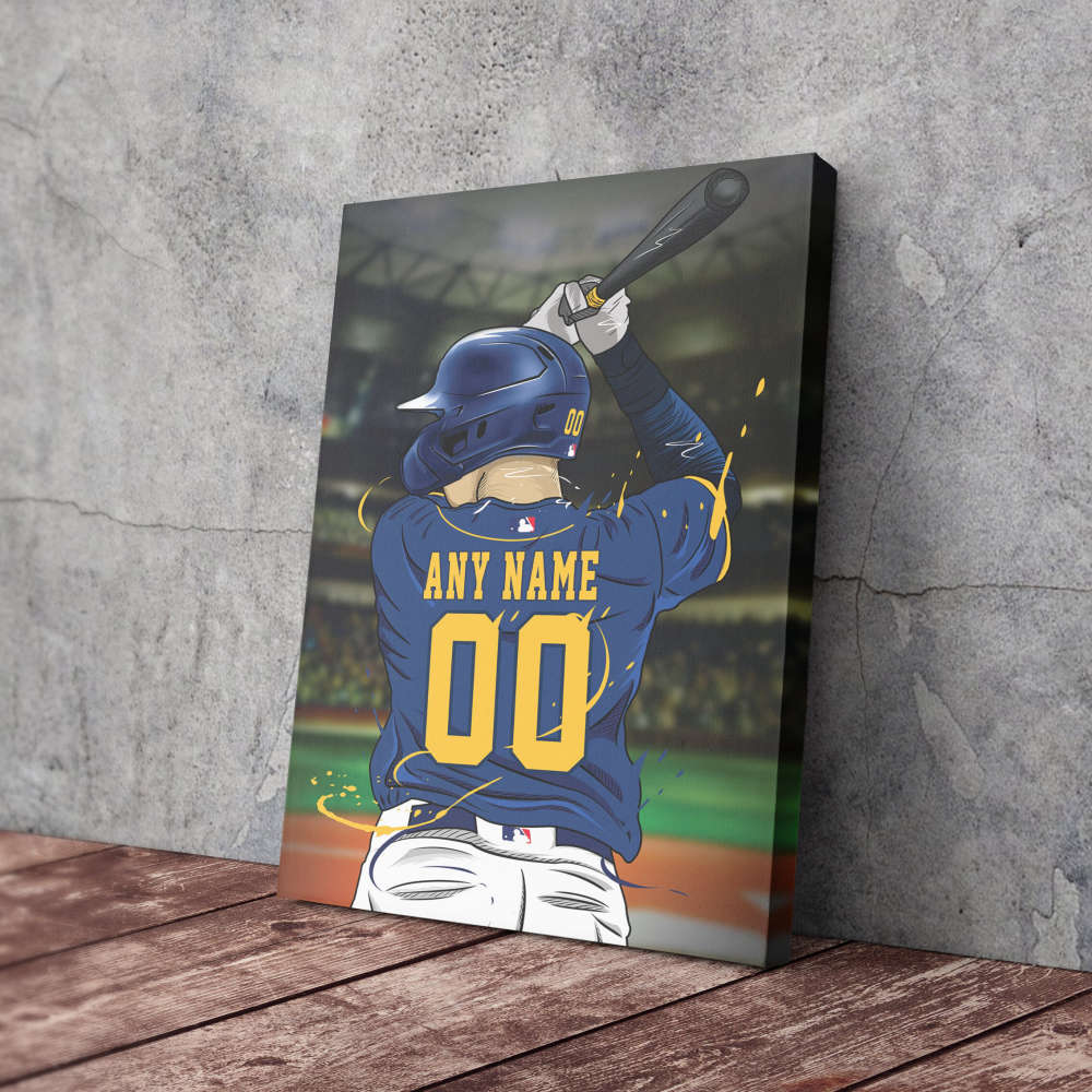 Milwaukee Brewers Jersey MLB Personalized Jersey Custom Name and Number Canvas Wall Art Print Home Decor Framed Poster Man Cave Gift