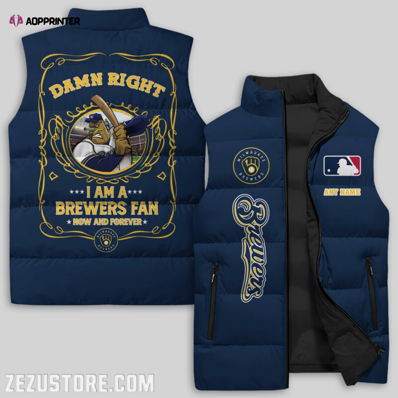 Milwaukee Brewers MLB Sleeveless Puffer Jacket Custom For Fans Gifts