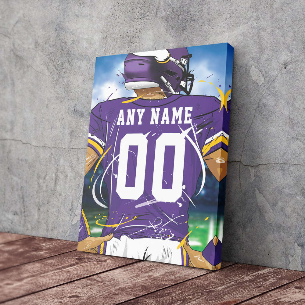 Minnesota Vikings Jersey NFL Personalized Jersey Custom Name and Number Canvas Wall Art  Print Home Decor Framed Poster Man Cave Gift