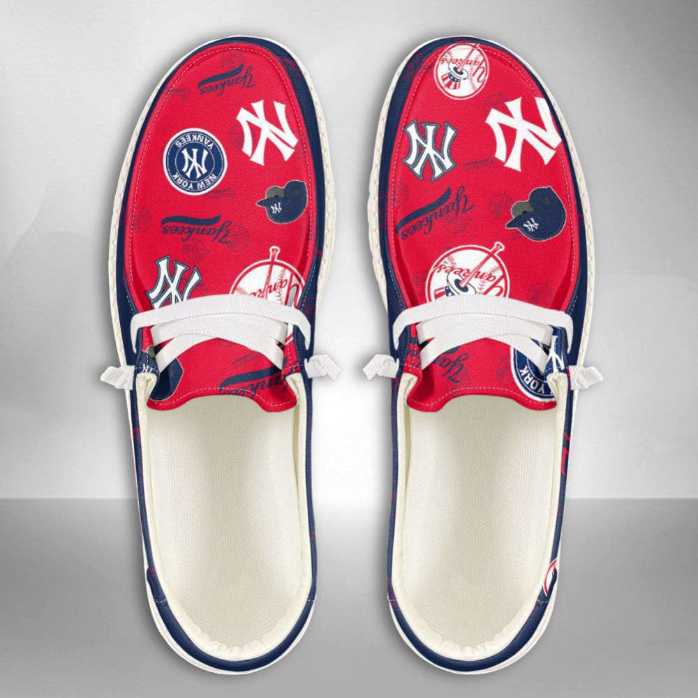 MLB New York Yankees Hey Dude Shoes Wally Lace Up Loafers Moccasin Slippers HDS0811