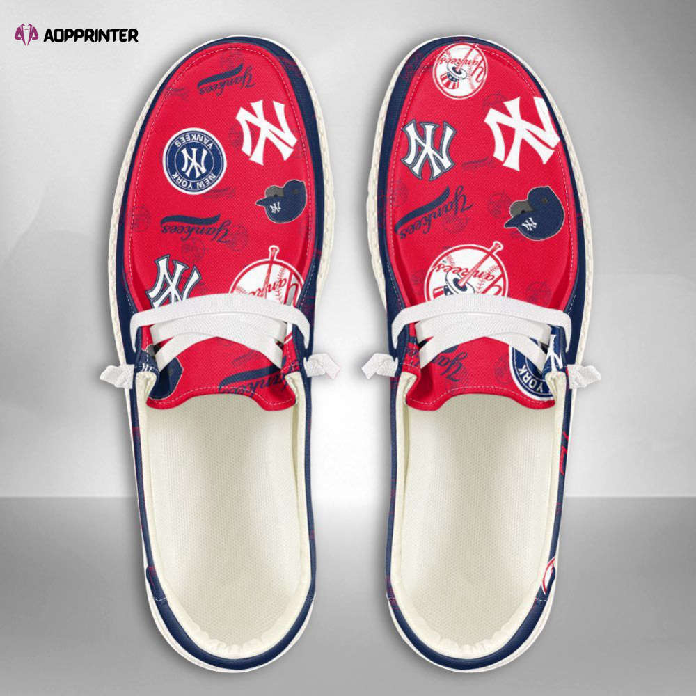 MLB New York Yankees Hey Dude Shoes Wally Lace Up Loafers Moccasin Slippers HDS0811