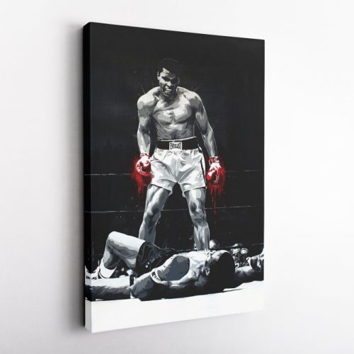 Muhammad Ali vs Sonny Liston Art Poster Boxing Canvas Unique Design Wall Art Print Hand Made Ready to Hang Custom Design