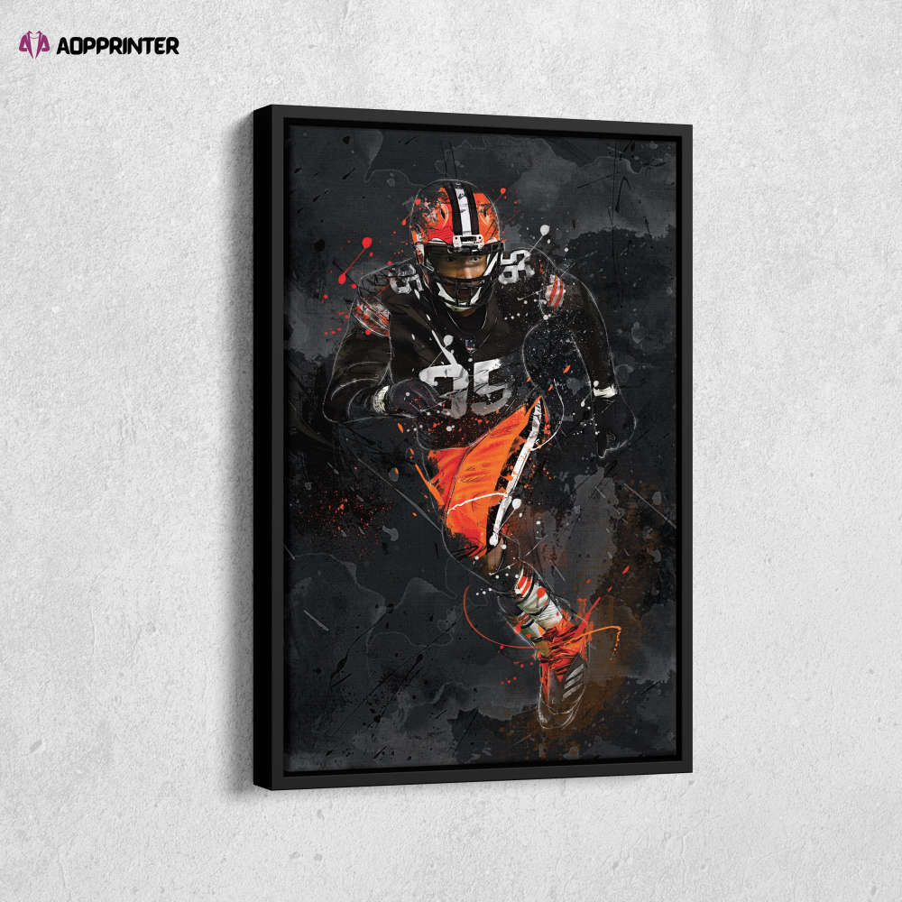 Myles Garrett Art Cleveland Browns NFL Canvas Wall Art Home Decor Framed Poster Man Cave Gift